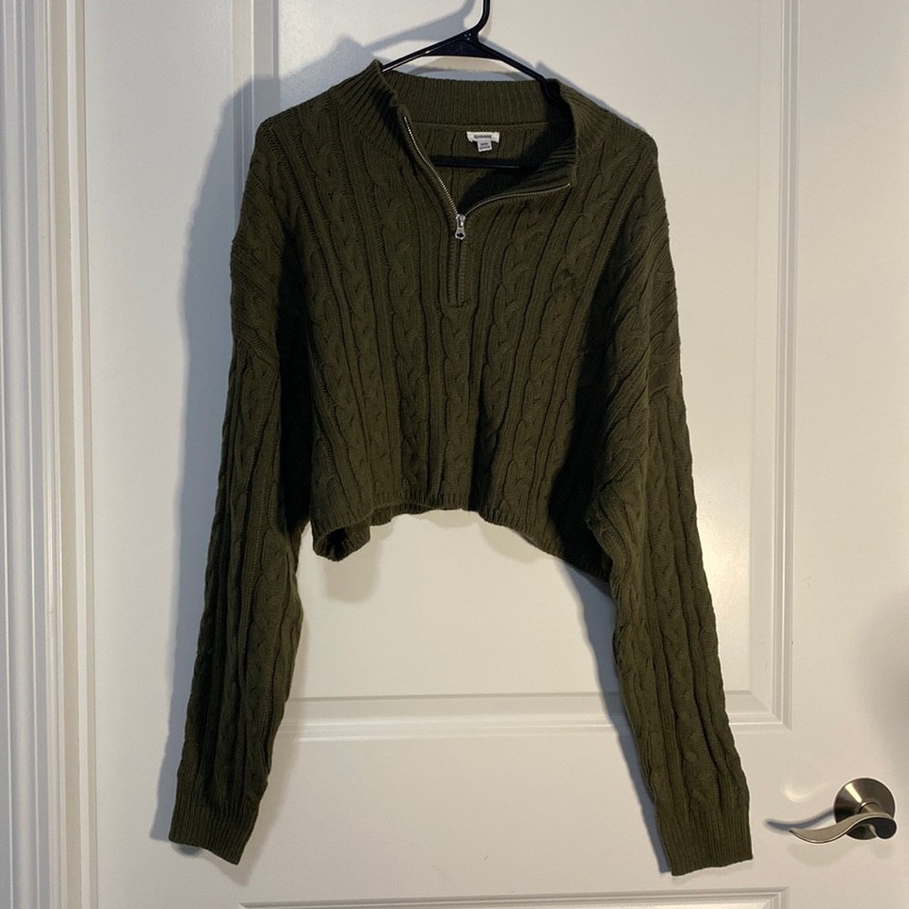 green cropped garage sweatshirt